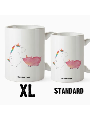 Mr. & Mrs. Panda XL Tasse Einhorn Schwein ohne Spruch in Weiß