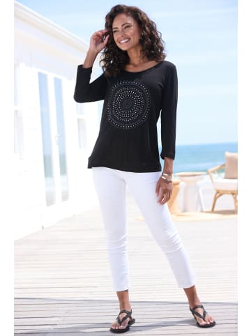 LASCANA Rundhalsshirt in schwarz