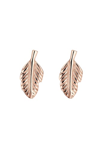 Elli Ohrringe 925 Sterling Silber Boho, Feder in Rosegold