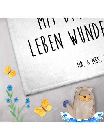Mr. & Mrs. Panda Gästehandtuch Turteltauben Liebe mit Spruch in Weiß