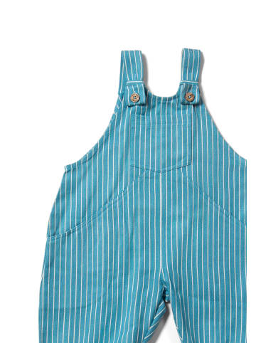 Little Green Radicals Gestreifte aufgerollte Latzhose in Blau