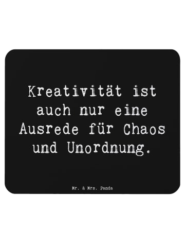 Mr. & Mrs. Panda Mousepad Spruch Kreativität und Chaos mit Spruch in Schwarz