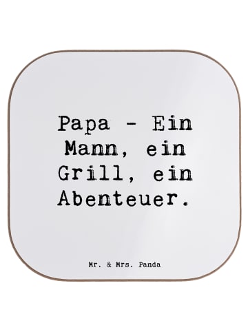 Mr. & Mrs. Panda Tassenuntersetzer Spruch Papa Abenteuer mit Spruch in Weiß