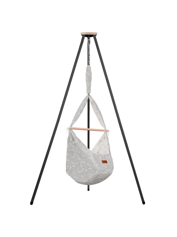 Schmusewolke Federwiege mit Tipi, Schafwolle Matratze, in Dreamcatcher WarmGrey