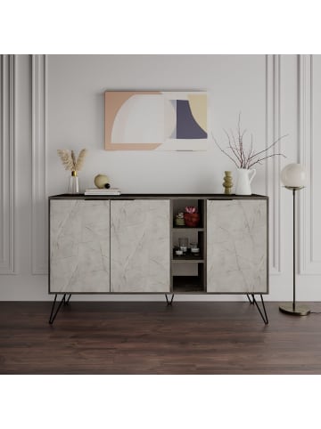 CALICOSY Sideboard CLARA in Gealterte - (W) 142 x (H) 83 x (L) 35,6 cm
