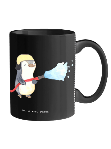 Mr. & Mrs. Panda Kaffeetasse Feuerwehrmann Herz ohne Spruch in Schwarz