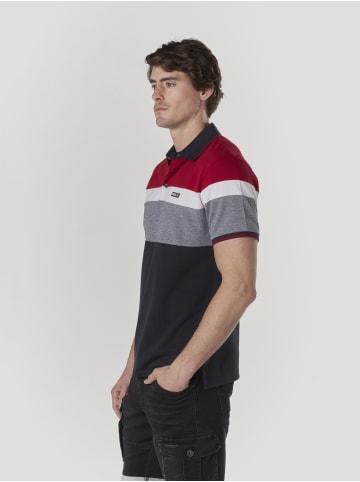 KOROSHI Normal polo pique streifen-block nautik in rot