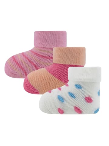 ewers 3er-Set Newborn Socken 3er Pack Punkte/Ringel in h.himbeere-ice pink-latte