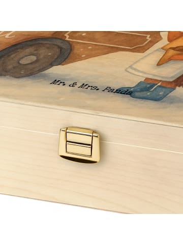 Mr. & Mrs. Panda Teebox Holz Igel Maronen Design mit Spruch in Weiß