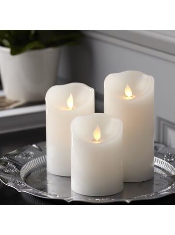 STAR Trading LED Stumpenkerze ,M-Twinkle' aus Echtwachs, Batterie und Timer, weiß,