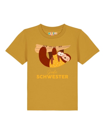 wat? Apparel T-Shirt Faultier Große Schwester in Ocker