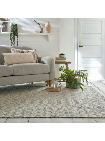 KADIMA DESIGN Teppich Wolle Kurzflor Diamant Muster, Wohnzimmer in Hellgrau