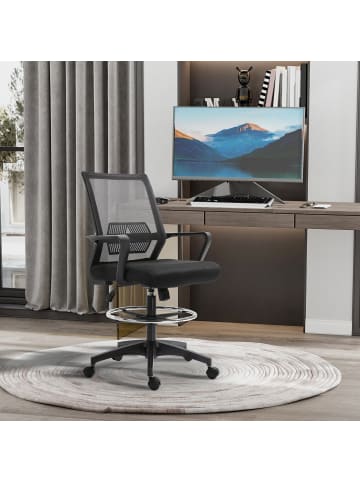 Vinsetto Bürostuhl-64L x 59B x 104-124H cm-Schwarz