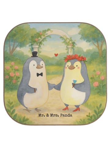 Mr. & Mrs. Panda Untersetzer für Gläser Hochzeit Pinguin Design ... in Weiß