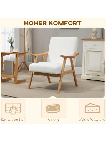 HOMCOM Ohrensessel-68L x 74B x 82H cm-Cremeweiß