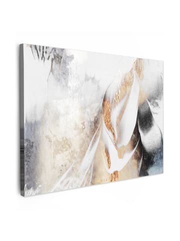 MuchoWow Leinwand bilder Abstrakte Kunst weiß gold (BxH)