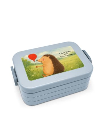 Mr. & Mrs. Panda Bentobox Igel Luftballon Design mit Spruch in Blau Pastell
