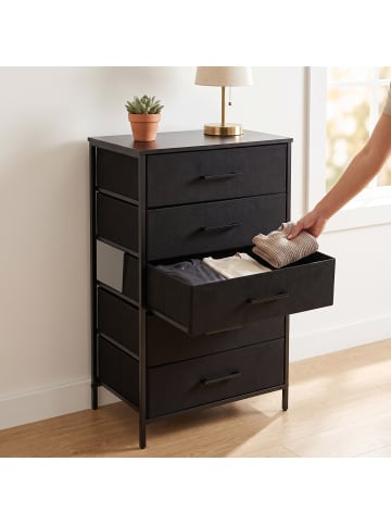 relaxdays Kommode in Schwarz - (B)45 x (H)94 x (T)30 cm