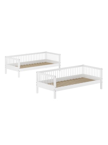 58 aufm Kessel ETAGENBETT 90x200 Keeley Buche Weiß Holz Schublade Komfort Stabil