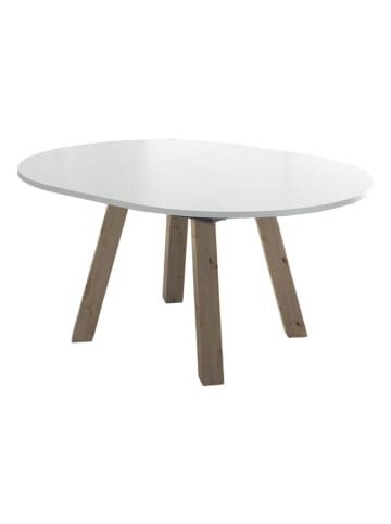 58 aufm Kessel ESSTISCH Rund ausziehbar Edda 1 130x130x78 Küchentisch Asteiche/Weiß