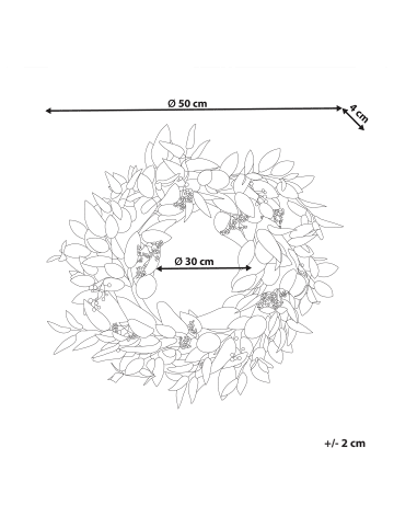 Beliani Kranz LENRUN in Grün - (W) 50 x (H) 50 x (L) 4 cm