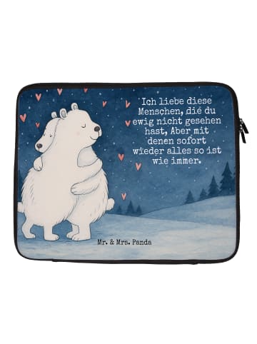 Mr. & Mrs. Panda Laptoptasche Eisbär Umarmen Design mit Spruch in Weiß