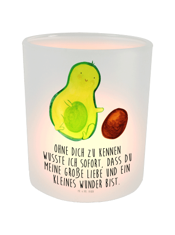 Mr. & Mrs. Panda Windlicht Avocado Kern rollt mit Spruch in Transparent