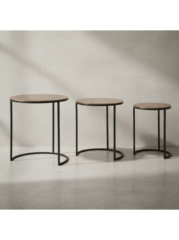 KADIMA DESIGN Eleganter Satztisch Metall Rund, 3er Set, Aluminium Gold/Schwarz
