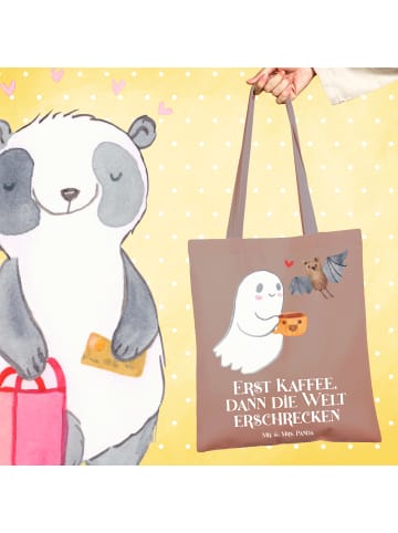 Mr. & Mrs. Panda Tragetasche Gespenst Kaffee mit Spruch in Braun Pastell