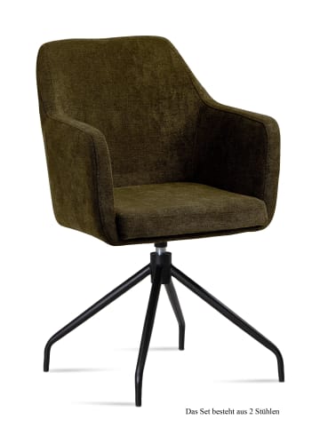 58 aufm Kessel ARMLEHNSTUHL drehbar (2er-Set) Donnie 57x87x60 Schwarz/Khaki