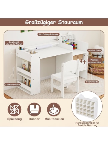 COSTWAY Kinder Maltisch Stuhl Set in Weiß