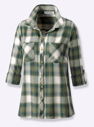 WITT WEIDEN Flanell-Bluse in oliv-ecru-kariert