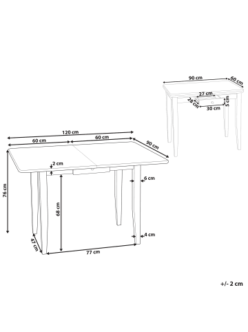Beliani Esszimmertisch MASELA in Braun - (W) 60 x (H) 76 x (L) 90 cm