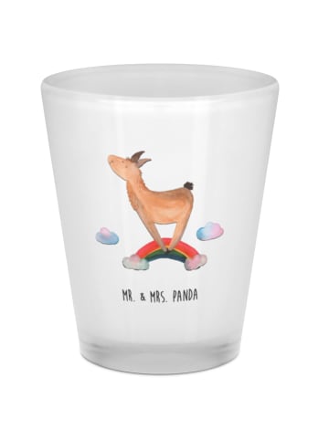Mr. & Mrs. Panda Schnapsglas Lama Regenbogen ohne Spruch in Transparent