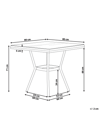 Beliani Esstisch CASPRI II in Braun/Grau - (W) 80 x (H) 71 x (L) 80 cm