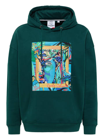 Carlo Colucci Hoodie ohne Reißverschluss De Val in Grün / Mehrfarbig
