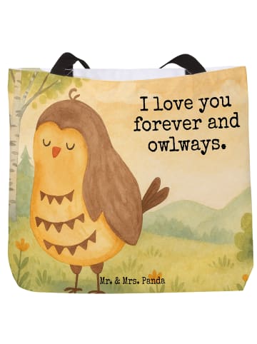 Mr. & Mrs. Panda Damen Schultertasche Eule Zufrieden Design mit ... in Weiß