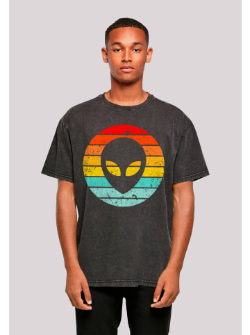 F4NT4STIC Oversize T-Shirt Alien Retro Sonnenuntergang in schwarz