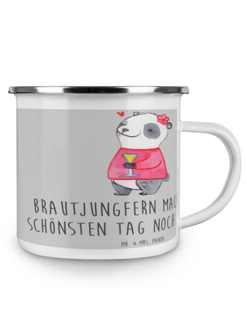 Mr. & Mrs. Panda Emaille Becher Brautjungfern Wunder mit Spruch in Heather Grey