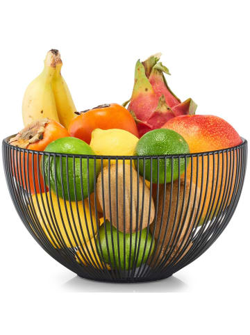Zeller Drahtschale für Obst, Dekokorb für Küche, Speisetablett in Schwarz, Ø 25 x 14 cm