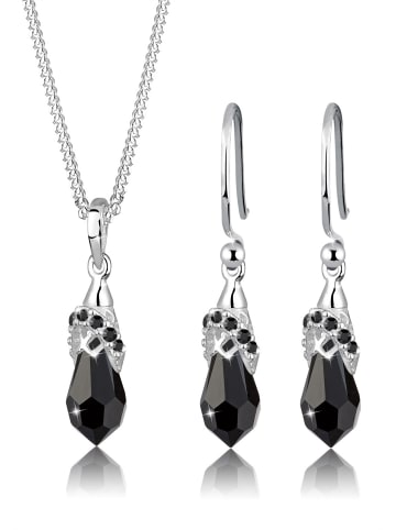 Elli Schmuckset 925 Sterling Silber Tropfen in Schwarz