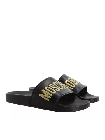 Moschino Sabotd Pool25 Pvc Logo Oro Nero in black