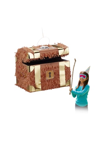 relaxdays Pinata Schatzkiste in Braun