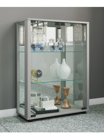 VCM  Glas Stand Vitrine Sammelvitrine Sintalo Spiegel in Silber