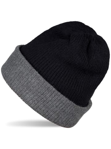 styleBREAKER Strickbeanie in Schwarz-Dunkelgrau