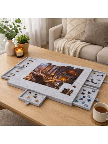 relaxdays Puzzlebrett in Dunkelgrau - (B)77 x (H)4 x (T)53,5 cm