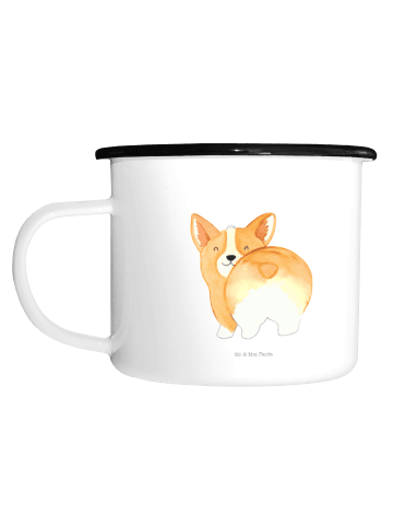 Mr. & Mrs. Panda Emaille Tasse Corgi Po ohne Spruch in Weiß
