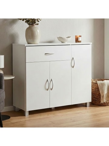 FineBuy Sideboard in Weiß / Spanplatte / 90x30x75