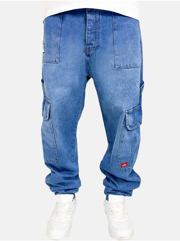 DADA Worker Baggy Jeans mit Cargo-Style in Blau in Blau
