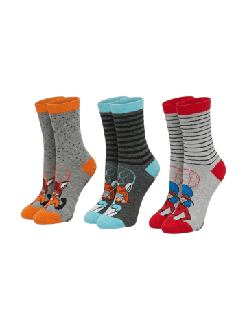 ONOMATO! 3er-Set: Socken Miraculous Lady Bug Rena Rouge BunnyX in Mehrfarbig